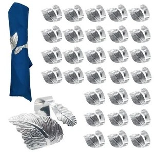 Napkin Rings 30pcs Silver Napkin Rings Leaf Metal For Table Setting Wedding Birt - Picture 1 of 7