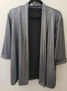Boohoo- Women's Gray Metallic Silver Cover Up Blazer- Size 6 - Picture 1 of 5