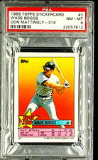 1989 Topps StickerCard Sticker #7 Wade Boggs / Don Mattingly 314 HOF PSA 8 NM-MT