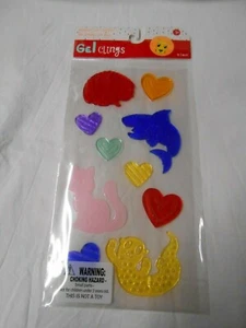 NEW Shark Otter Animals Window Gel Clings Decorations 10 pcs Hearts Valentines! - Picture 1 of 2