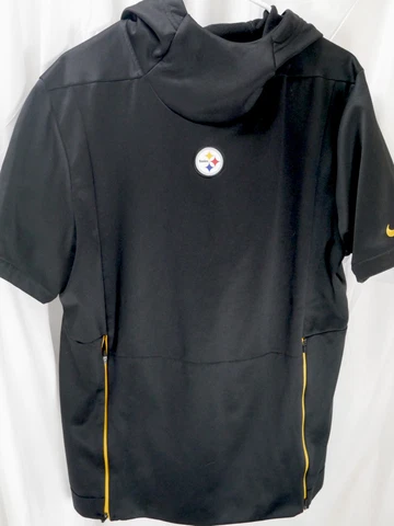 Pittsburgh Steelers NIKE On-Field Side Zip Short Sleeve Sweater Hoodie Medium Cover
