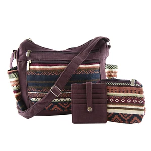 Canyon Sky Women's Southwest Burgundy Traveler Crossbody Bag with Wallet & Pouch - Picture 1 of 5