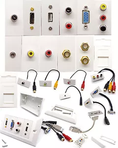 Modular Faceplate Wall Plate Network & HDMI SVGA USB Coax AV RCA Stub Wholesale - Picture 1 of 45