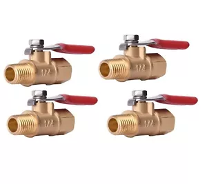 4 Packs 1/4" Male Female NPT Brass Ball Valve Water Air Tank Drain Shut Off USA - Picture 1 of 5
