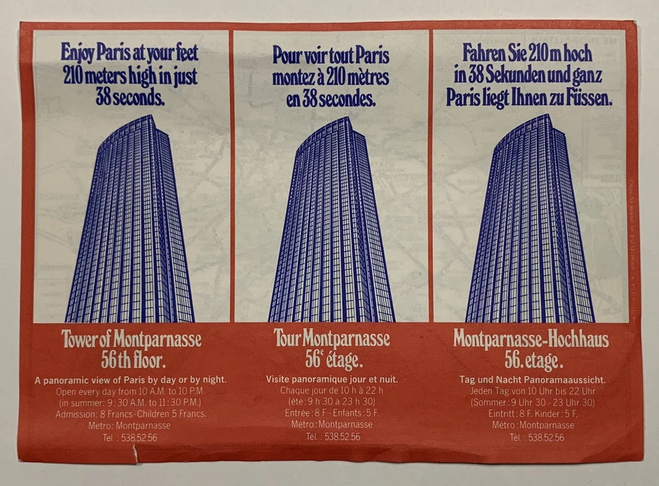 FOLLETO: 1976 - TORRE DE MONTPARNASSE - París Francia - Turismo  Foto 1 de 3