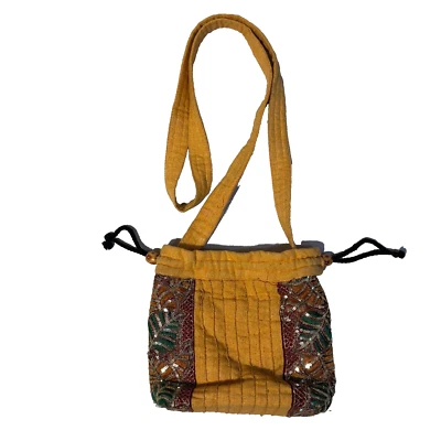 India Boutique Hobo Hippie Bandolera Nepal Bolso Cartera Naranja Lentejuelas Shyama Foto 1 de 4