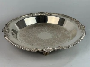 Vintage Sheridan Silver On Copper Footed Waiter Serving Tray Bowl * Heavy - Picture 1 of 5