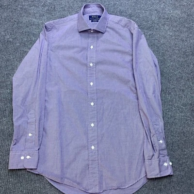 Camisa de vestir Polo Ralph Lauren para hombre 32 púrpura pata de gallo con botones manga larga  Foto 1 de 4