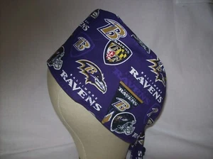 Men/Women Surgical Scrub Cap Lined Baltimore Ravens 100% Cotton Purple/ Black - Picture 1 of 3