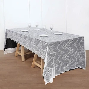 60 x 120" Floral Premium Lace Rectangle TABLECLOTH Party Event Decorations - Picture 1 of 26