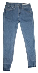 Pantalones de mezclilla elásticos ajustados en Pham azul medio talla 26 dobladillo crudo usados en excelente estado - Imagen 1 de 6