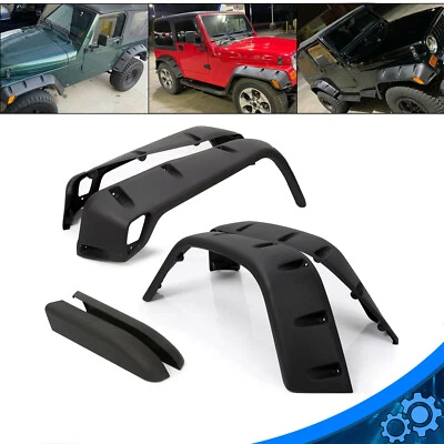 For 97-06 Jeep Wrangler TJ 7" Wide Pocket Extended Fender Flares Kit Black 6PC - Image 1 of 4