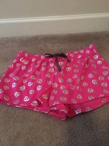 Justice Skull Theme Pajama Lounge Shorts Girls Size 20 Regular Pink Silver - Picture 1 of 6