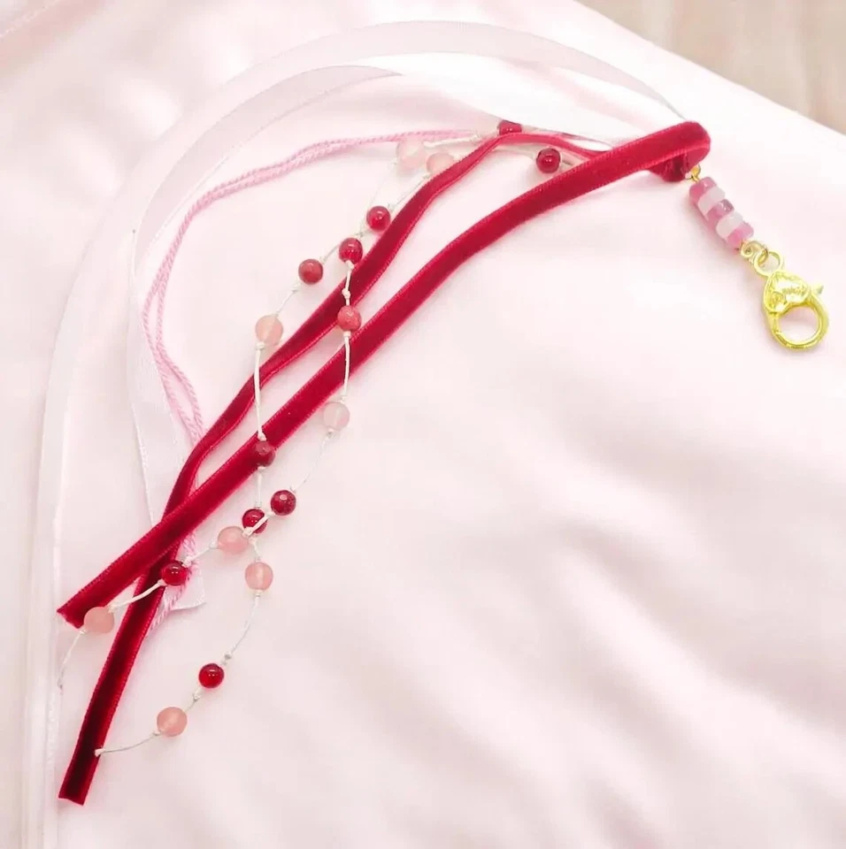 Pink & Red Gemstone Junk Journal Tassel • Bookish • Planner Tassel Craft Supply - Image 1 of 4