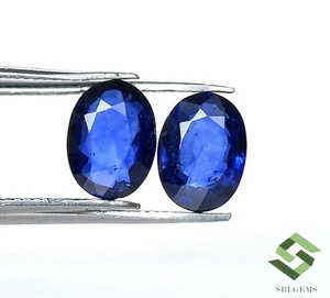 8x6 mm Natural Blue Sapphire Oval Cut Pair 2.17 CTS Calibrated Loose Gemstones - Picture 1 of 8