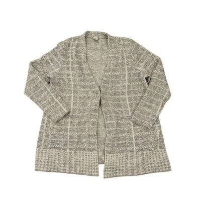 Chico's Women's 2P Gray Check Long Sleeve Open Front Cardigan Sweater - Image 1 of 4