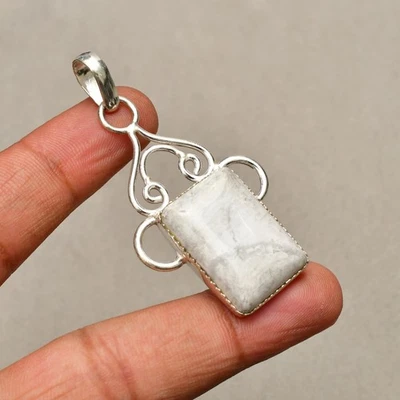 Howlith Edelstein handgefertigt 925 Sterlingsilber Schmuck Anhänger 2,08 Zoll - Bild 1 von 4