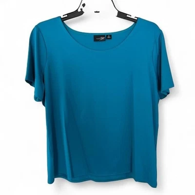 East 5th Azul Manga Corta Cuello Redondo Blusa Camisa Mujer Talla XL USADA EN EXCELENTE ESTADO Foto 1 de 4