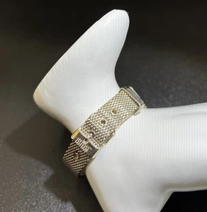 Vintage Ecclissi Sterling Silver Mesh Chain Adjustable Buckle Bracelet, 8.5” - Picture 1 of 9