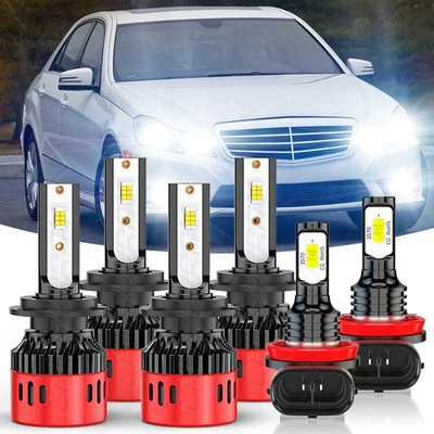Fit Mercedes-Benz E350 E320 E550 -6x 6000K LED Headlight + Fog Light Bulbs Kit - Image 1 of 4