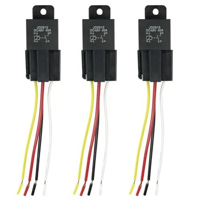 48V 40A 4Pin SPST Harness Sockets with Color-Labeled Wires for Automotive  - Image 1 of 4