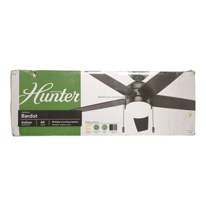 Hunter Bardot Ceiling Fan with LED Light Kit and Pull Chain, 44", Black - Picture 1 of 3