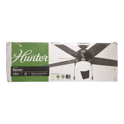 Hunter Bardot Ceiling Fan with LED Light Kit and Pull Chain, 44", Black - Image 1 of 3