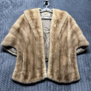 VTG EMBA Autumn Haze Mink Fur Capelet Lined Natural Brown Stole 1960's Classic - Picture 1 of 9
