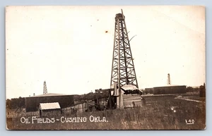 Vintage RPPC Cushing OK Ölfelder Derricks Echtfoto Postkarten V6 - Bild 1 von 2