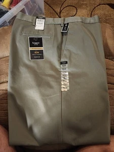 Uomo Haggar W2W kaki senza ferro vestibilità classica 44x32 vita comoda nuovo con etichetta oliva - Foto 1 di 6