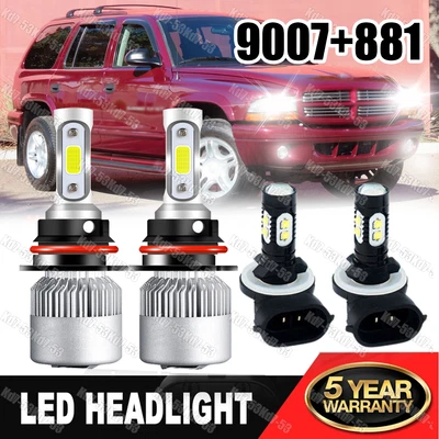 Para Dodge Durango 2001-2003 6000K Combo 4x Faros LED Alto/Bajo + Bombillas Antiniebla Foto 1 de 4