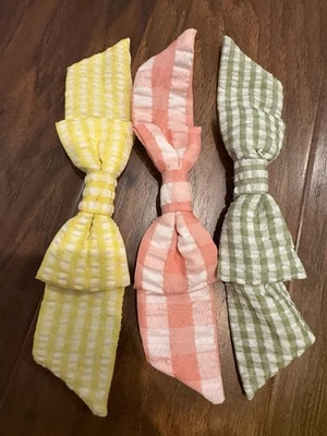 Set Of 3 Girls Checked Bows, New Without Tags - Image 1 of 3