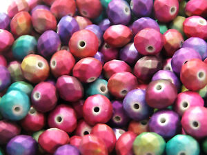 60 x Satin acrylic FACET RONDELLE beads in choice of tonal colours