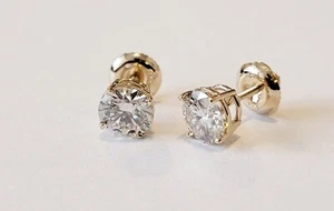 1.60 Carat (TCW) Moissanite Stud Earrings 14k Yellow Gold Charles & Colvard - Picture 1 of 10