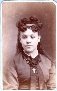 Westerville Ohio CDV Photo Ellen D. Becker Pretty Teen Girl ID'd 1880s B9 - Picture 1 of 3