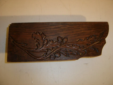 Oak Pediment ~ Oak Leaf and Acorns ~ Incised Carving 9" long             #615 Cover