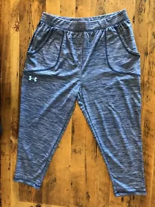 Under Armour Heat Gear Loose Fit Blue Capri Crop Athletic Pants Girls Sz Large - Picture 1 of 5