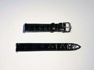 Paul Picot Luisiana Alligator strap black gloss 15-16mm Brand new - Picture 1 of 2