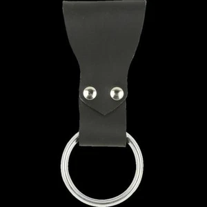 MITTELALTER Fantasy WIKINGER NORDEMANN schwarz braun Leder AXTHALTER FROSCH mit RING - Bild 1 von 1