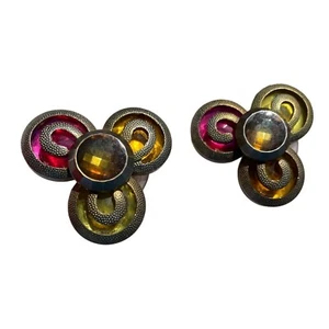 Vintage Tri Color Edelstein Clip On Ohrringe - Bild 1 von 6