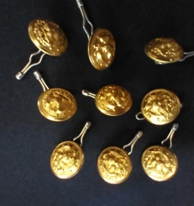 Vintage 9 US Navy Brass Eagle and Anchor Buttons Waterbury Button Co. (3/4 inch) - Picture 1 of 3