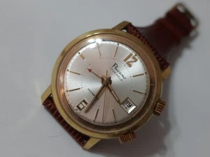 VINTAGE 1960'S FLUCANO ALARM MANUAL 17J GOLD PLATED SWISS MEN'S WATCH      #7403 - Picture 1 of 8
