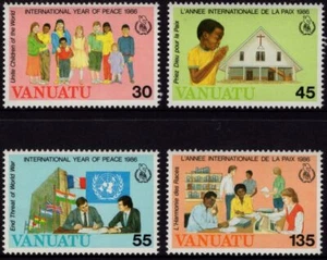 "VANUATU - 1986 ""NAVIDAD - AÑO INTERNACIONAL DE LA PAZ"" Juego de 4 Estampillada sin montar o nunca montada [D7783] - Imagen 1 de 1