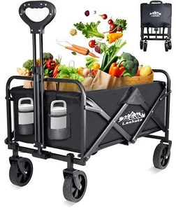 Wagon Carts Foldable Heavy Duty Beach Folding Wagon Cart with Whe... - Picture 1 of 7