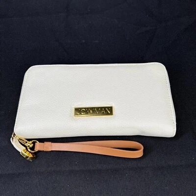 JOY & IMAN Cartera de Cuero Elegante Borla Acentos Dorados Blanca NUEVA Foto 1 de 4