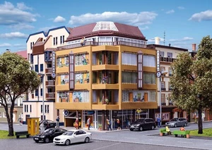 HO Scale Buildings - 43800 - H0 City corner house with roof-deck - Kit - Foto 1 di 3