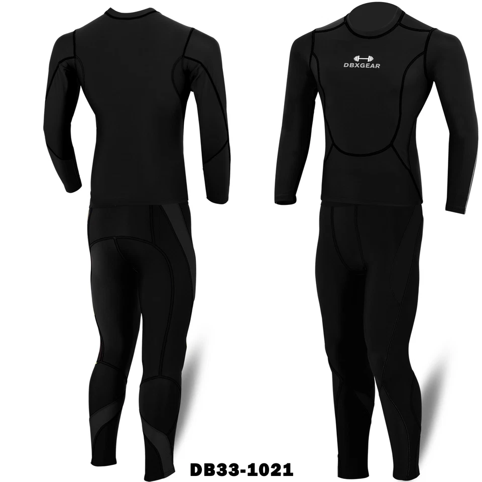 Men Compression Activewear Suit Cycling Sports Base Layer Tights Under Set Shirt - Image 1 of 1