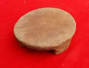 Vintage Old Handmade Kitchenware Miniature Bread Chapati Rolling Red Stone STO78 - Picture 1 of 4