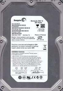 Seagate ST3500630AS pn:9BJ146-505 fw:3.AAD s/n:9QG TK 500GB SATA 3.5" HDD 911 - Picture 1 of 3