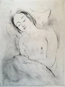 Joachim Ragoczy, Radierung, "Schlafendes Maedchen", 1920, Nachlassstempel - Bild 1 von 8